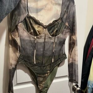 Fashion Nova Multicolor Sheer Bodysuit